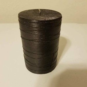 Black Metallic Pillar Candle - Never Burned